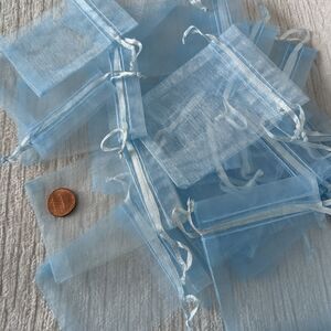 Organza Gift Bags 25 Ct Light Blue  Drawstring Close 3.75" By 2.75" Nwot